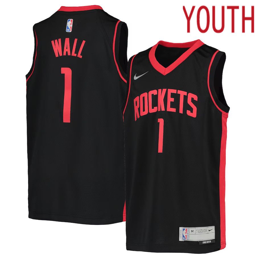 Youth Houston Rockets 1 John Wall Nike Black Swingman Player NBA Jersey